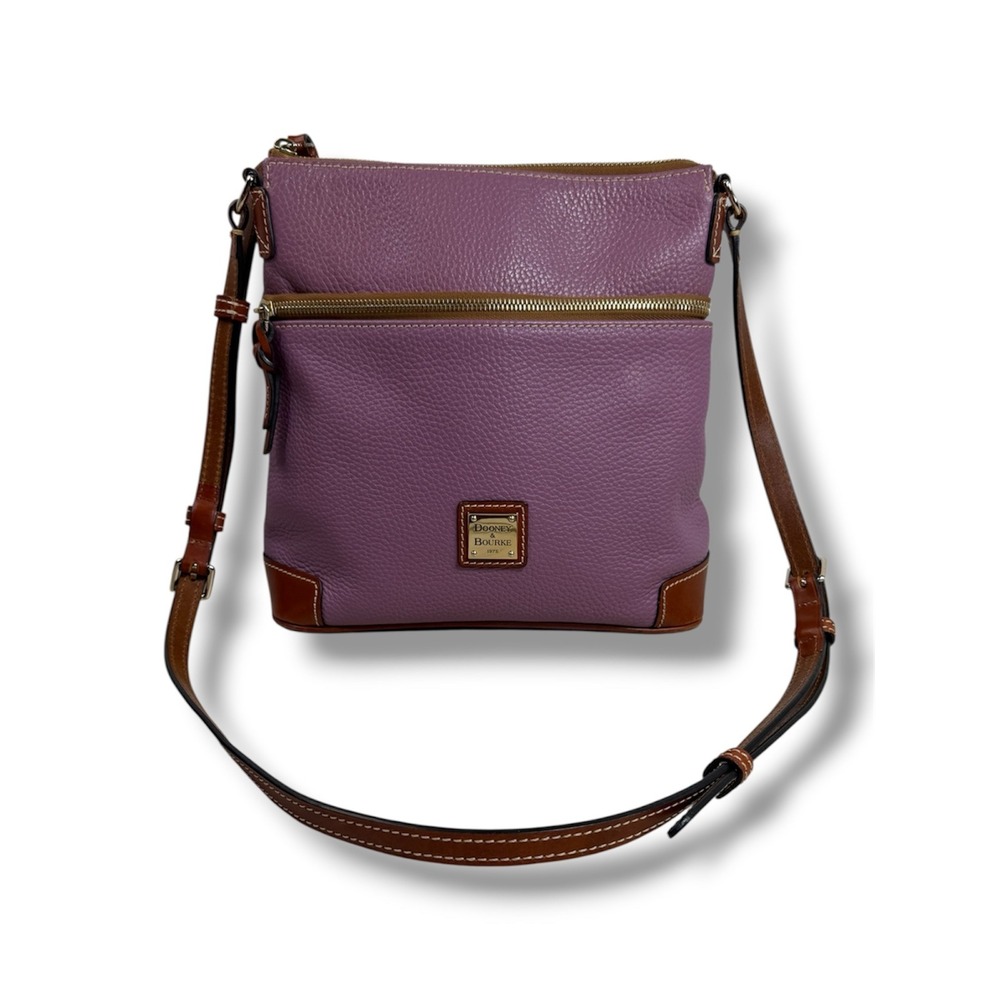 Dooney & Bourke Mauve Pebbled Leather Crossbody Bag Shoulder‎ Bag Purple Brown